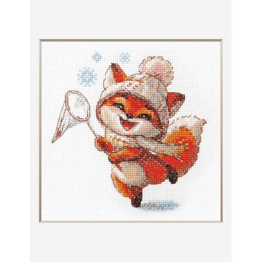 Uab Riolis Cross stitch kit "Playful fox" 15x15 cm SRA1018