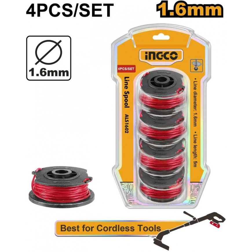 Ingco ALS1602 ruohonleikkurin siimasarja, 4 kpl, pyöreä, 1,6 mm – 2