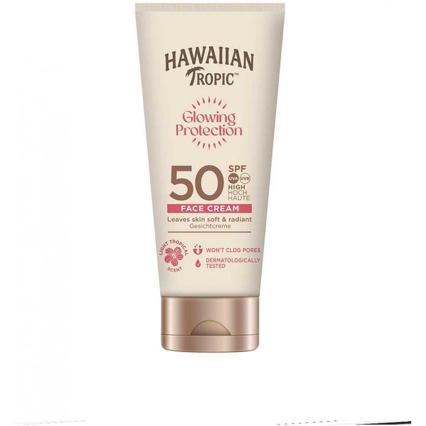 „Hawaiian Tropic Glowing Protection Face Kreminis SPF 50“ – veido apsaugos nuo saulės priemonė – 50 ml
