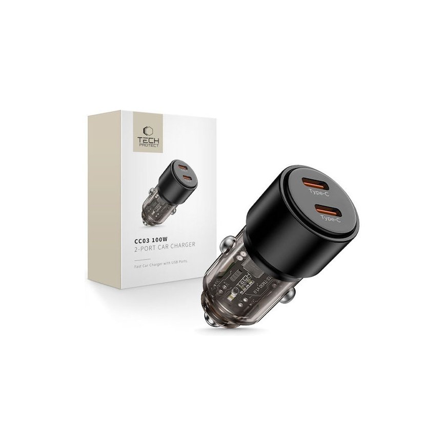 CC03 2-port PD100W car charger - black