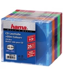 Hama CD Slim Box Pack of 25, Coloured 1 discs Multicolour