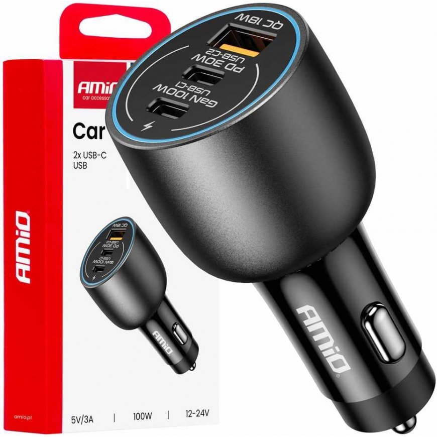 AMiO Car charger 2x usb-c +