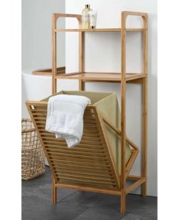 Bathroom solutions shelf with 2 shelves/laundry basket, bamboo