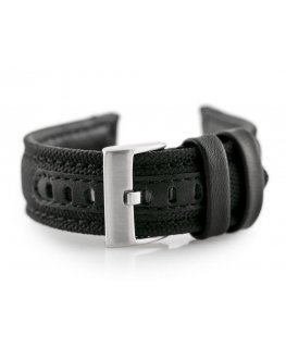 Pacific W34 leather watch strap - PREMIUM - black/black - 24mm