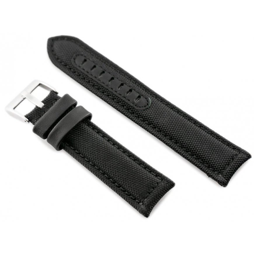 Pacific W34 leather watch strap - PREMIUM - black/black - 24mm – 3