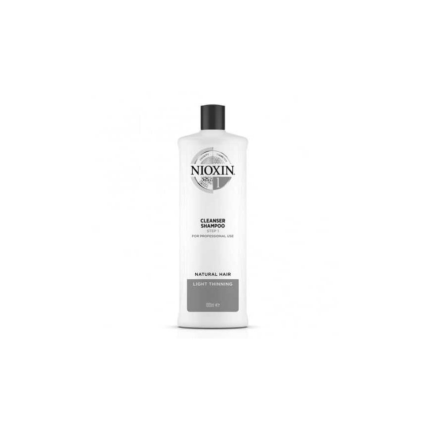 Nioxin System 1 - Champú - Cabello Natural Con Debilitamiento Leve, 1000 ml