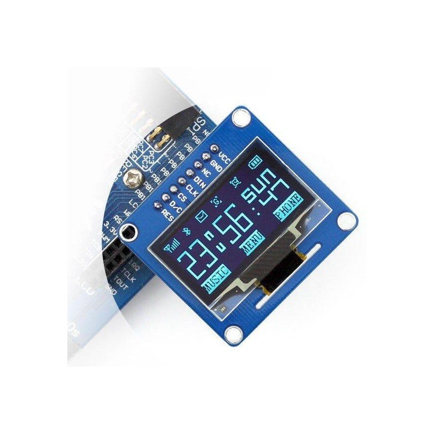 OLED-näyttö sininen, 1,3” (B), 128x64px SPI/I2C, suorat liittimet, Waveshare 10451