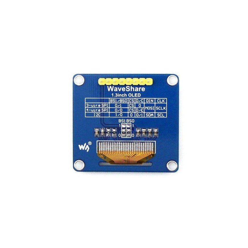 OLED ekranas mėlynas, 1.3” (B), 128x64px SPI/I2C, tiesios jungtys, Waveshare 10451 – 3