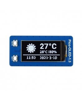 OLED display 1.3" 64x128px, SPI/I2C, black/white, for Raspberry Pi Pico, Waveshare 19376