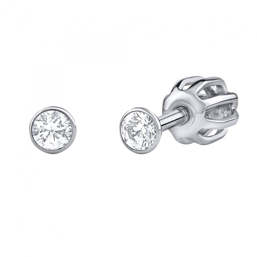 Silver stud earrings with Swarovski zirconia 2.5 mm SILVEGO706025W (screw)
