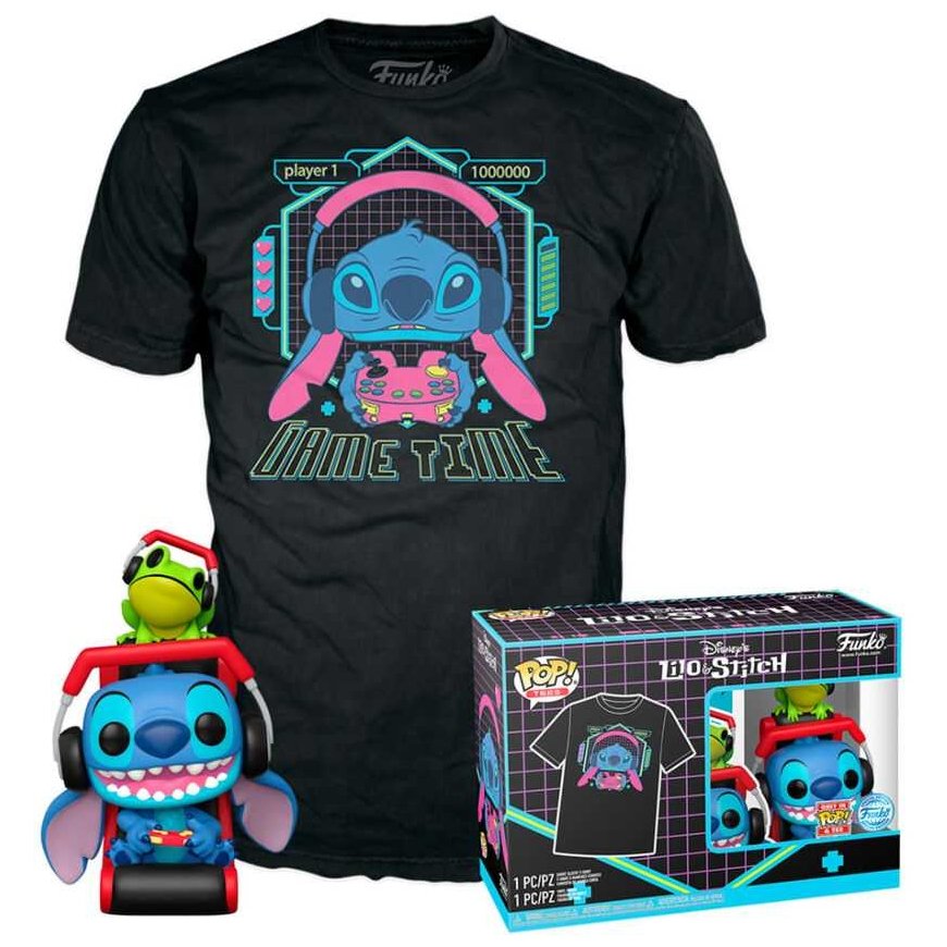 Funko Set figure POP & Tee Disney Stitch Gamer Stitch with Frog