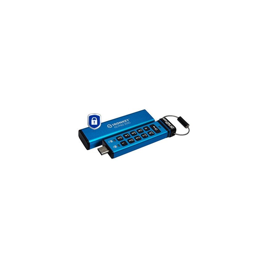 Kingston Technology IronKey Keypad 200 USB флеш накопитель 512 GB USB Type-C 3.2 Gen 1 (3.1 Gen 1) С – 2