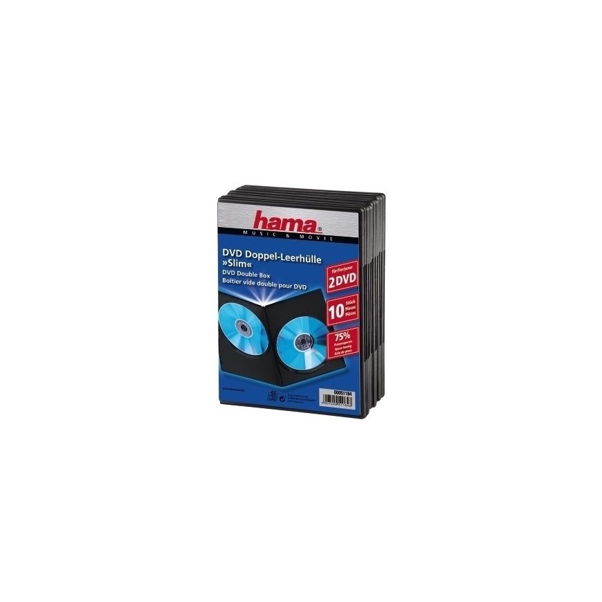 Hama DVD Slim Double-Box 10, Black