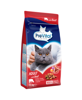 PREVITAL kassitoit täiskasvanutele veiselihaga - kuivtoit kassidele - 1,4 kg