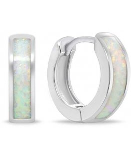 Brilio Silver Silver hoop earrings with white opal EA1047W