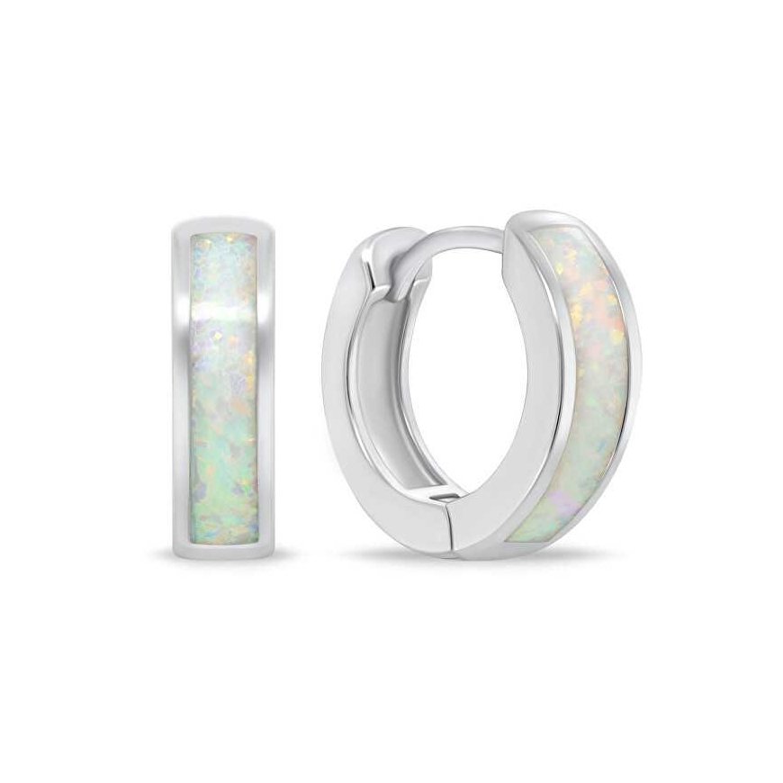 Brilio Silver Silver hoop earrings with white opal EA1047W