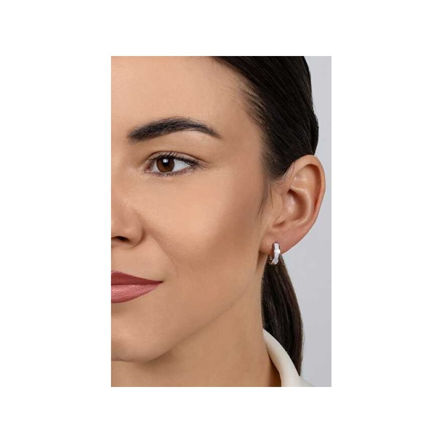 Brilio Silver Silver hoop earrings with white opal EA1047W – 4