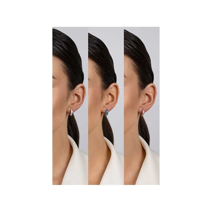 Brilio Silver Silver hoop earrings with white opal EA1047W – 5