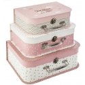 Atmosphera Decorative cardboard boxes, 3 sizes, pink suitcase motif Atmosphera Decorative cardboard boxes, 3 sizes, pink suitcase motif