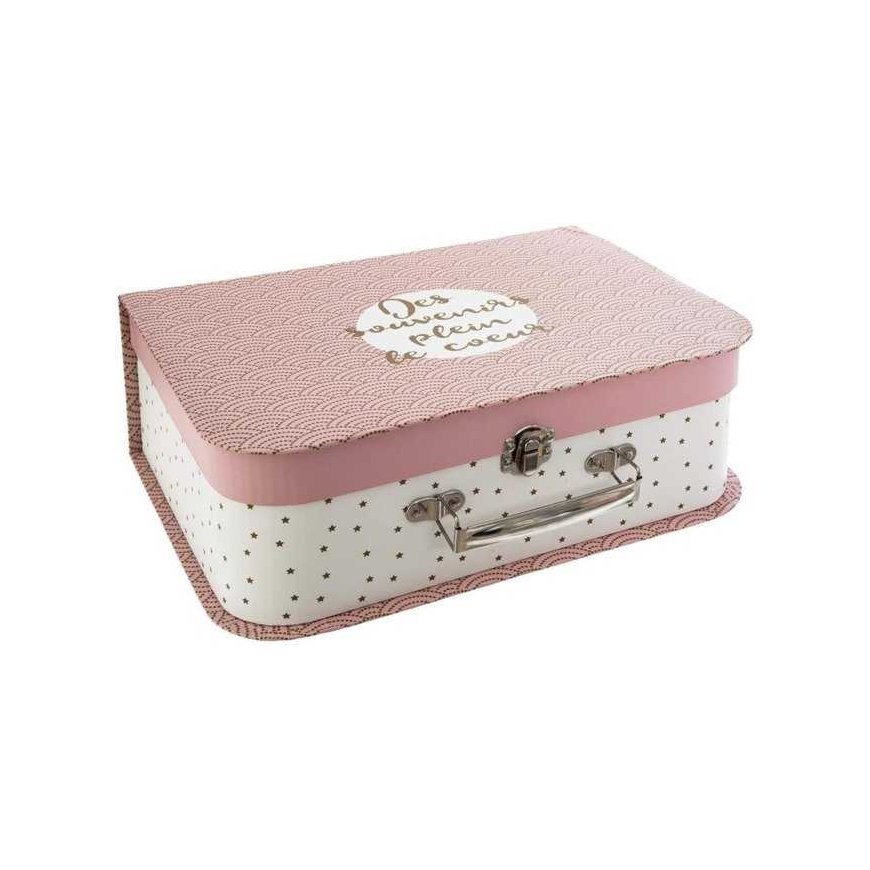 Atmosphera Decorative cardboard boxes, 3 sizes, pink suitcase motif – 5