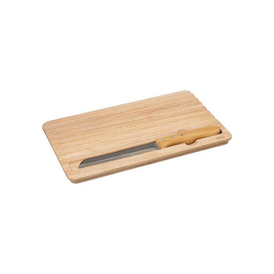 5five Simply Smart -musta leipälaatikko leikkuulaudalla ja sahalaitaisella veitsellä, 32,7 x 20,2 x 14,5 cm – 3