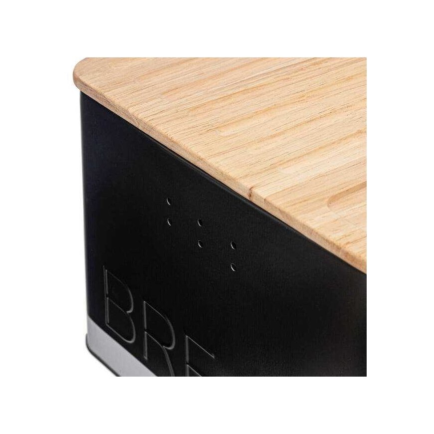 5five Simply Smart Black Bread Box with Cutting Board and Serrated Knife, 32.7 x 20.2 x 14.5 cm – 4