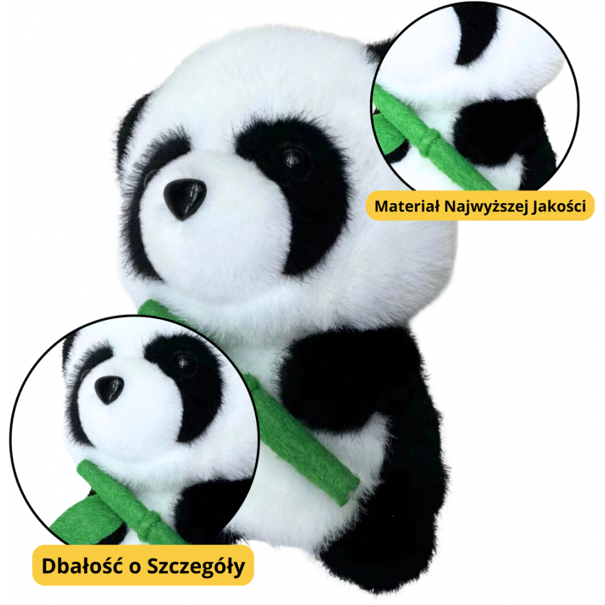 Lean Toys Plush panda with bamboo, 18 cm
