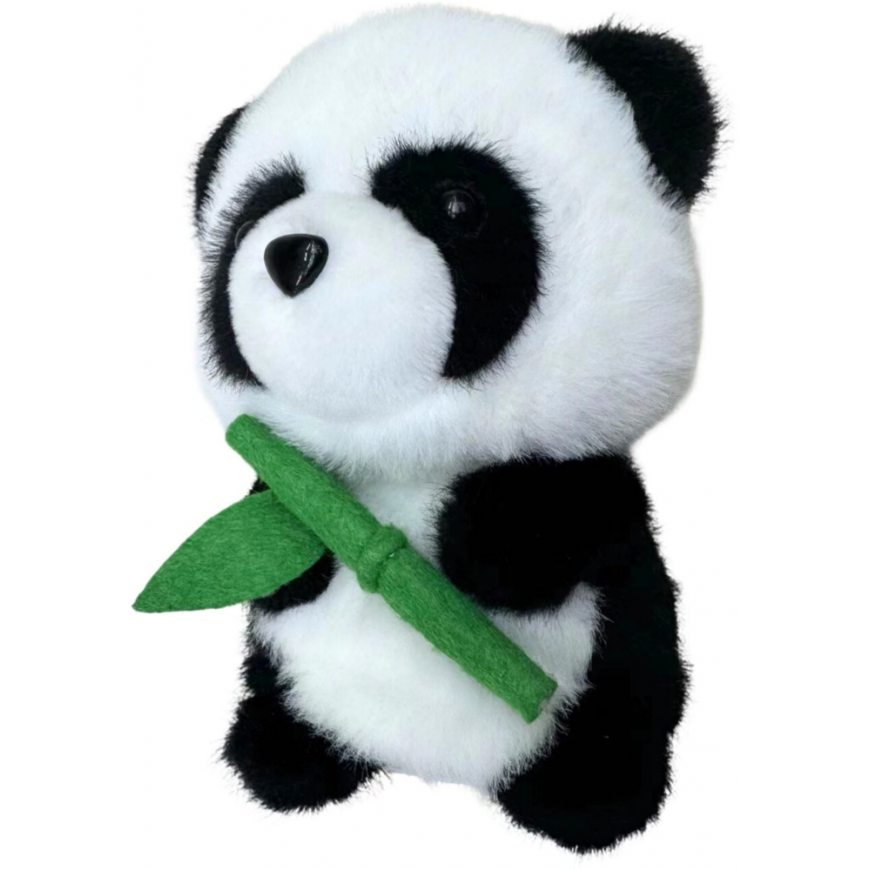 Lean Toys Plush panda with bamboo, 18 cm – 2