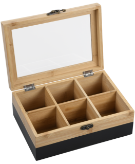 Kesper Bamboo TeeBox su 6 skyriais, bambukinė, FSC, juoda