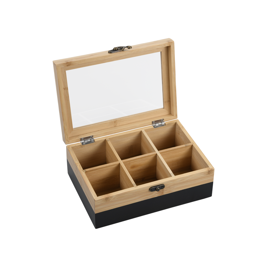 Kesper Bamboo TeeBox su 6 skyriais, bambukinė, FSC, juoda