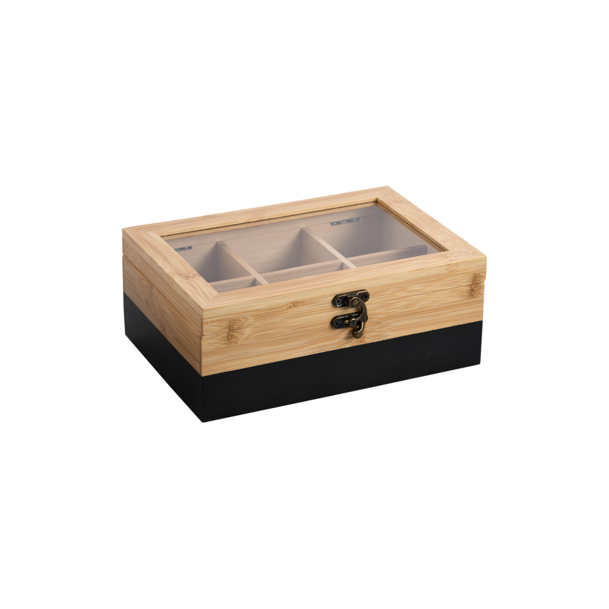 Kesper Bamboo TeeBox with 6 compartments, bamboo, FSC, black – 2