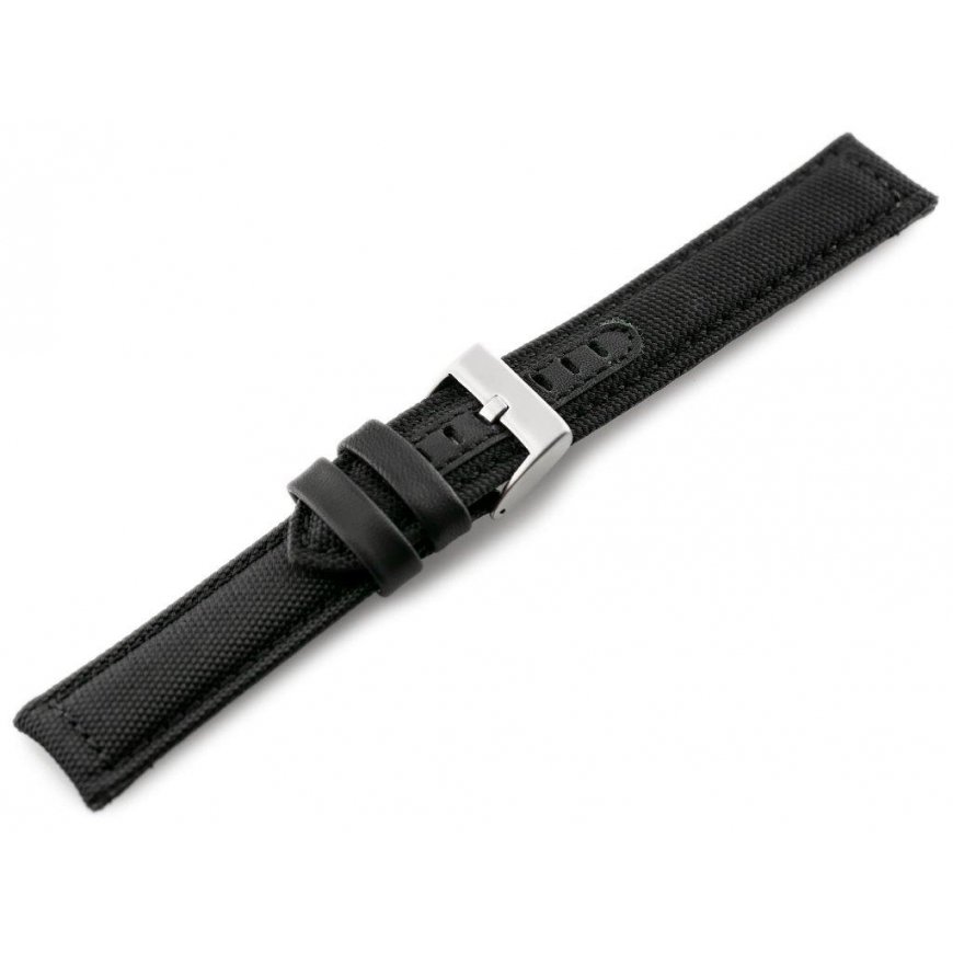 Pacific W34 leather watch strap - PREMIUM - black/black - 20mm – 2