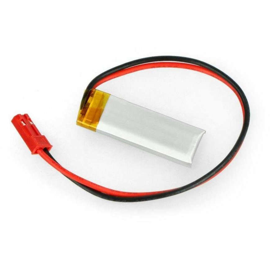 Akyga Li-Pol akku 120mAh 1S 3.7V - JST-BEC liitin + pistorasia - 35x12x4mm