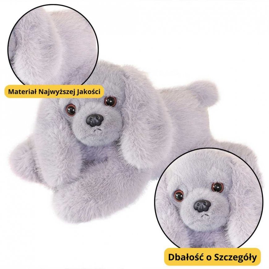 Lean Toys Cocker Spaniel Plush Dog with Weighted Paws, Gray, 30 cm