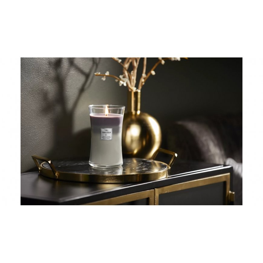 WoodWick Amethyst Sky Trilogy восковая свеча Цилиндр Янтарный, Жасмин, Лаванда, Кожа, Сандал, Замша, – 2