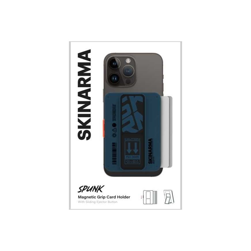 Dėklas MagSafe kišenėlė Skinarma Mirage Spunk Wallet Magnetic Grip Stand mėlynos spalvos – 4