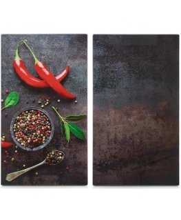 Zeller Glass cutting board, designer product with a pepper pattern, durable and practical kitchen tool.
