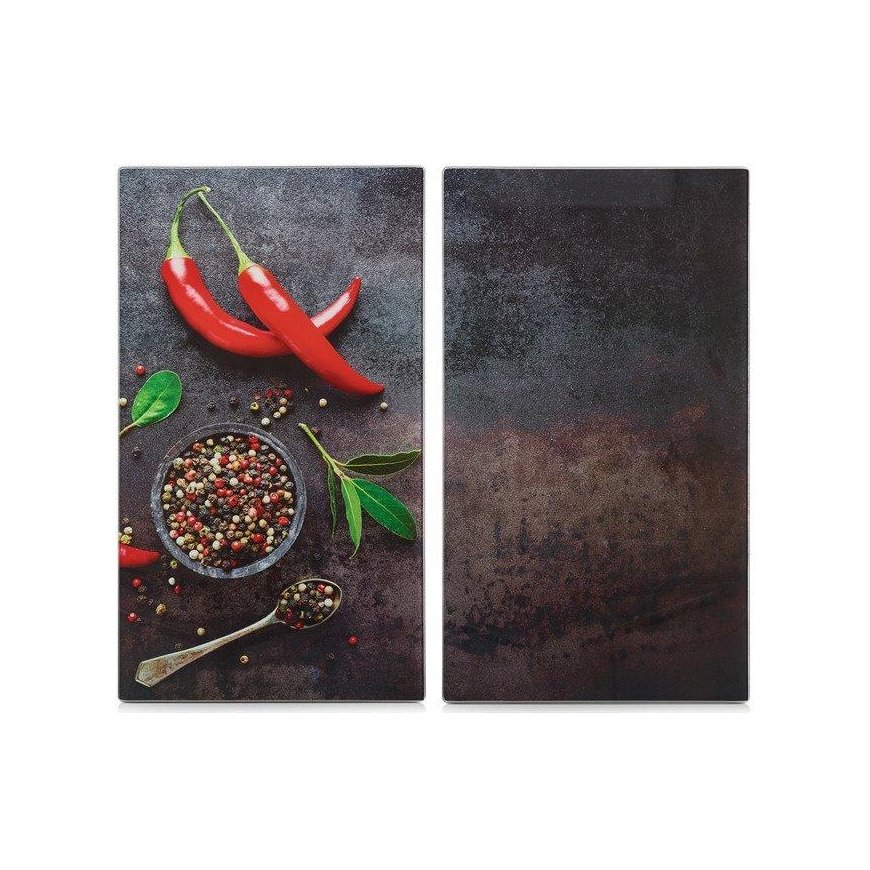 Zeller Glass cutting board, designer product with a pepper pattern, durable and practical kitchen tool.