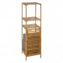5five Simply Smart Bamboo Bambukuituinen kylpyhuoneen hylly pyykkikorilla, kirjahylly hyllyillä, bambuhylly, kokoontaitettava py