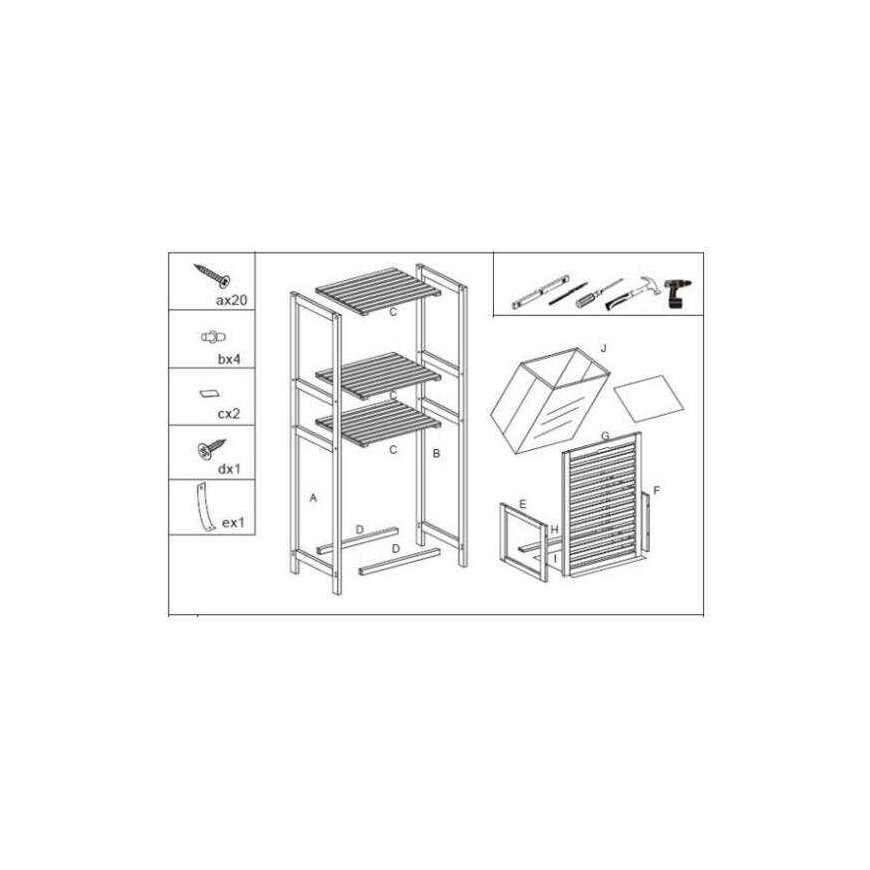 5five Simply Smart Bamboo Bamboo fiber bathroom shelf with laundry basket, bookshelf with shelves, bamboo shelf, foldable laundr – 4