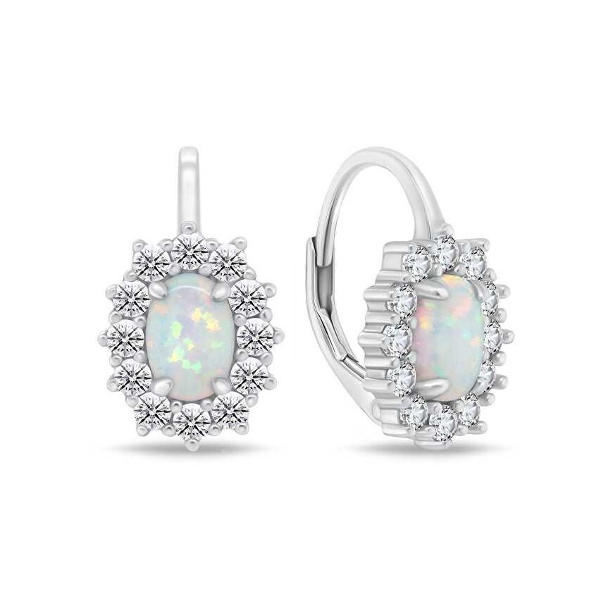 Brilio Silver Charming silver earrings with zircons and opals EA1127W