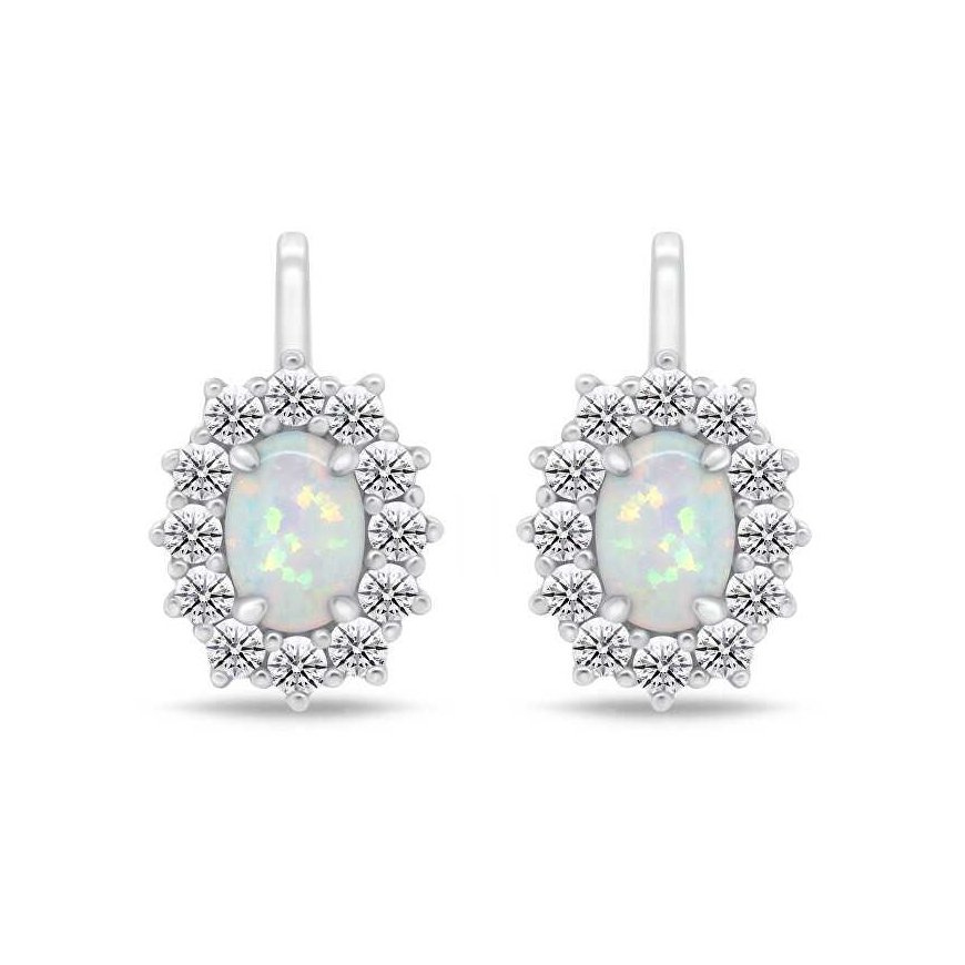 Brilio Silver Charming silver earrings with zircons and opals EA1127W – 2