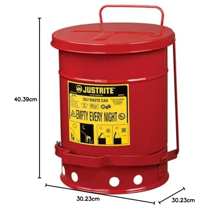 Justrite Flammable Waste and Oily Cleaning Material Container - FM/UL Approvals, Capacity 23 m – 2