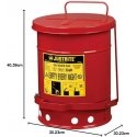 Justrite Flammable Waste and Oily Cleaning Material Container - FM/UL Approvals, Capacity 23 m Justrite Flammable Waste and Oily Cleaning Material Container - FM/UL Approvals, Capacity 23 m