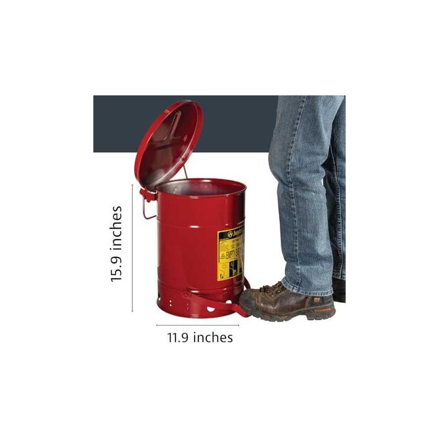 Justrite Flammable Waste and Oily Cleaning Material Container - FM/UL Approvals, Capacity 23 m – 4