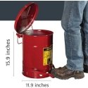 Justrite Flammable Waste and Oily Cleaning Material Container - FM/UL Approvals, Capacity 23 m Justrite Flammable Waste and Oily Cleaning Material Container - FM/UL Approvals, Capacity 23 m