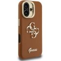 Guess PU Grained 4G Logo Stand Camera Frame dėklas skirtas Apple iPhone 16 rudos spalvos