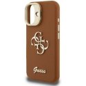 Guess PU Grained 4G Logo Stand Camera Frame case for Apple iPhone 16 brown