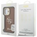 Guess PU Grained 4G Logo Stand Camera Frame dėklas skirtas Apple iPhone 16 rudos spalvos