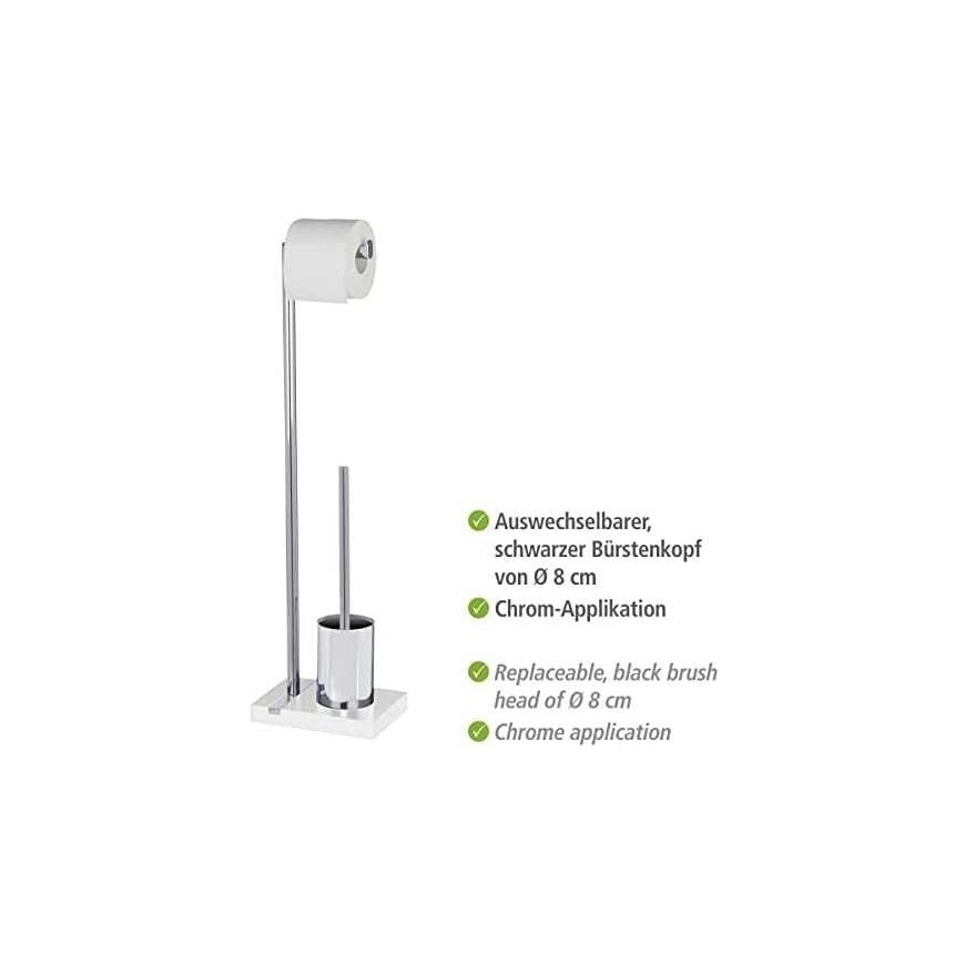 WENKO, "Noble White" toilet brush and roll holder, "White Chome" polyresin – 3
